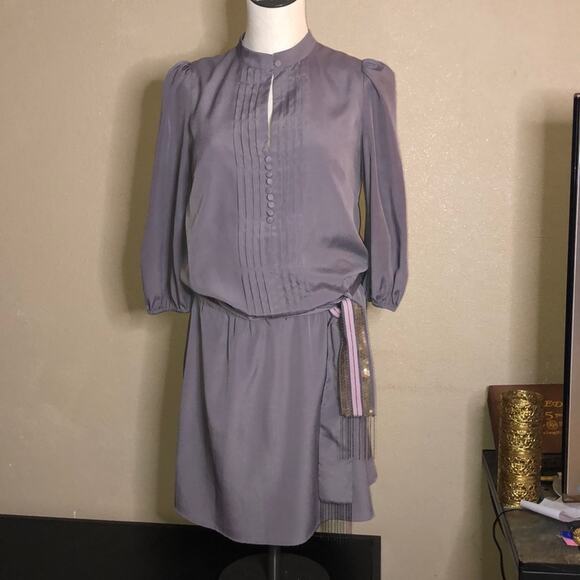 Jessica Simpson Old Money Scandi Preppy Academia Gray Tunic Sequin Belt Dress 8 - Picture 1 of 15